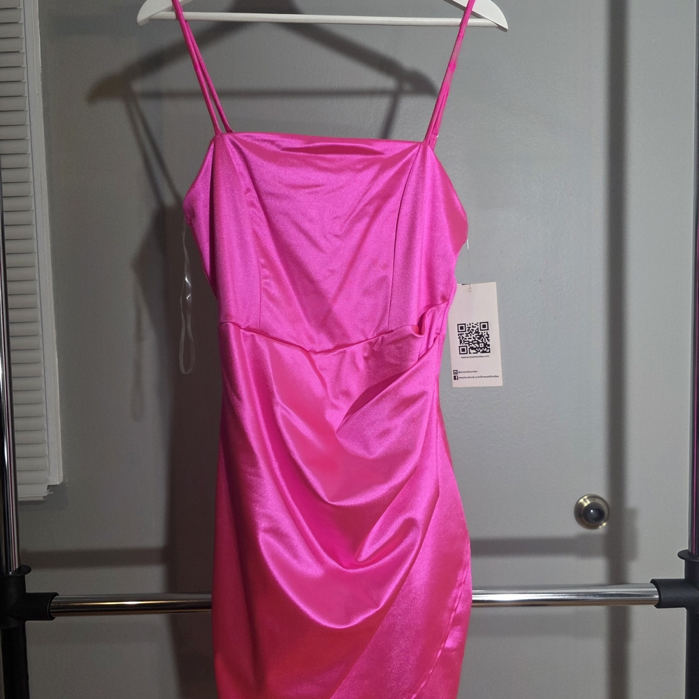 Emerald Sundae Neon Pink Satin Dress